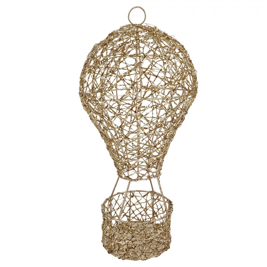 Christmas Decoration With LED Lighting Hot Air Balloon ? 19x38 Cm / 3xAA Gold Colored Metal - LED ? 19*38 cm / 3*AA