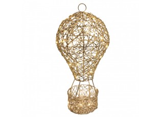 Christmas Decoration With LED Lighting Hot Air Balloon ? 19x38 Cm / 3xAA Gold Colored Metal - LED ? 19*38 cm / 3*AA