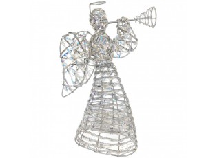 Christmas Decoration With LED Lighting Angel 22x8x30 Cm / 3xAA Silver Colored Metal - LED 22*8*30 cm / 3*AA