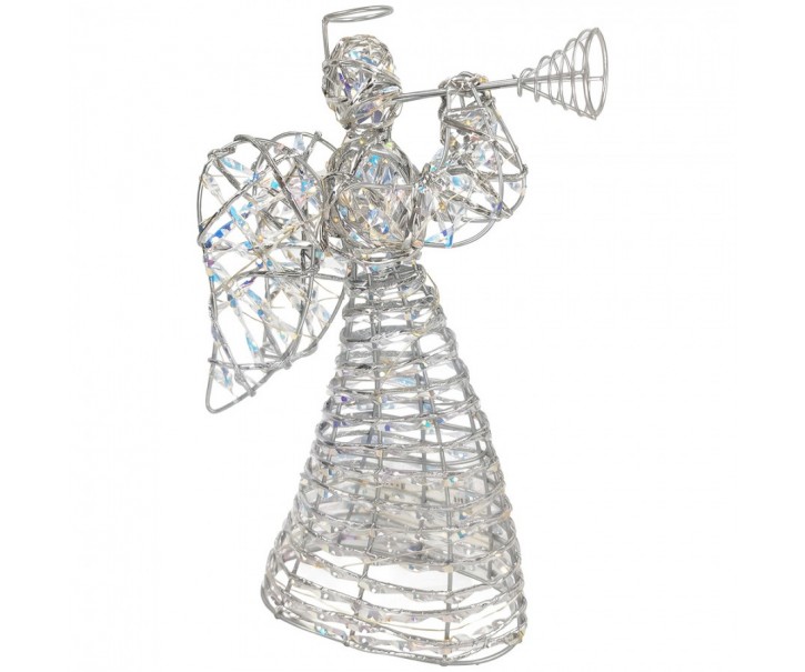 Christmas Decoration With LED Lighting Angel 22x8x30 Cm / 3xAA Silver Colored Metal - LED 22*8*30 cm / 3*AA Clayre & Eef