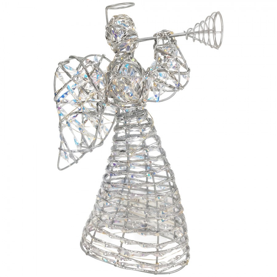 Christmas Decoration With LED Lighting Angel 22x8x30 Cm / 3xAA Silver Colored Metal - LED 22*8*30 cm / 3*AA