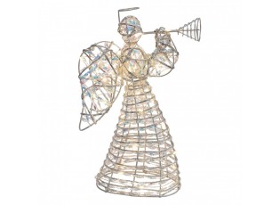 Christmas Decoration With LED Lighting Angel 22x8x30 Cm / 3xAA Silver Colored Metal - LED 22*8*30 cm / 3*AA