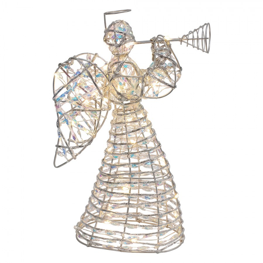 Christmas Decoration With LED Lighting Angel 22x8x30 Cm / 3xAA Silver Colored Metal - LED 22*8*30 cm / 3*AA