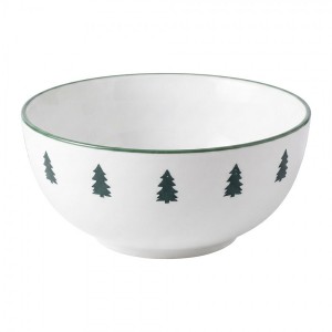 Bílá keramická miska s motivem stromků - Ø 16*7 cm / 500 ml