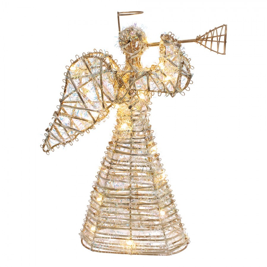 Christmas Decoration With LED Lighting Angel 22x8x30 Cm / 3xAA Gold Colored Metal - LED 22*8*30 cm / 3*AA