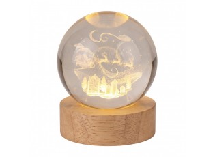 LED stolní lampička na dřevěném podstavci - sobí spřežení - Ø 6 cm / USB