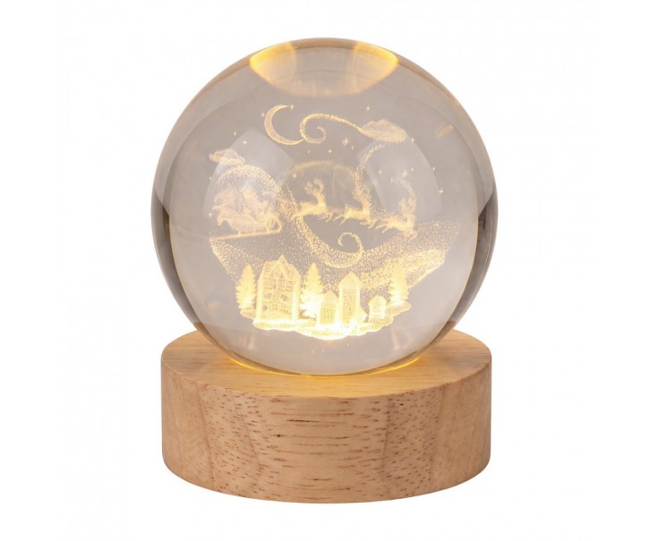 LED stolní lampička sobí spřežení na dřevěném podstavci - Ø 6 cm / USB Clayre & Eef