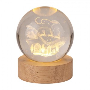 LED stolní lampička na dřevěném podstavci - sobí spřežení - Ø 6 cm / USB