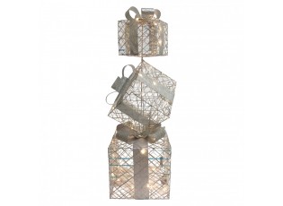 Christmas Decoration With LED Lighting Gift 25x25x97 Cm / 3xAA Silver Colored Metal - LED 25*25*97 cm / 3*AA