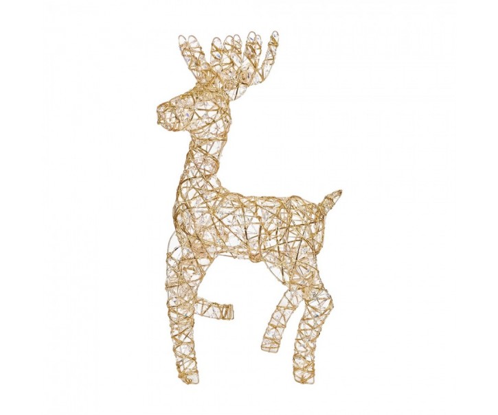 Christmas Decoration With LED Lighting Deer 38x15x76 Cm / 3xAA Gold Colored Metal - 38*25*76 cm / 3*AA Clayre & Eef