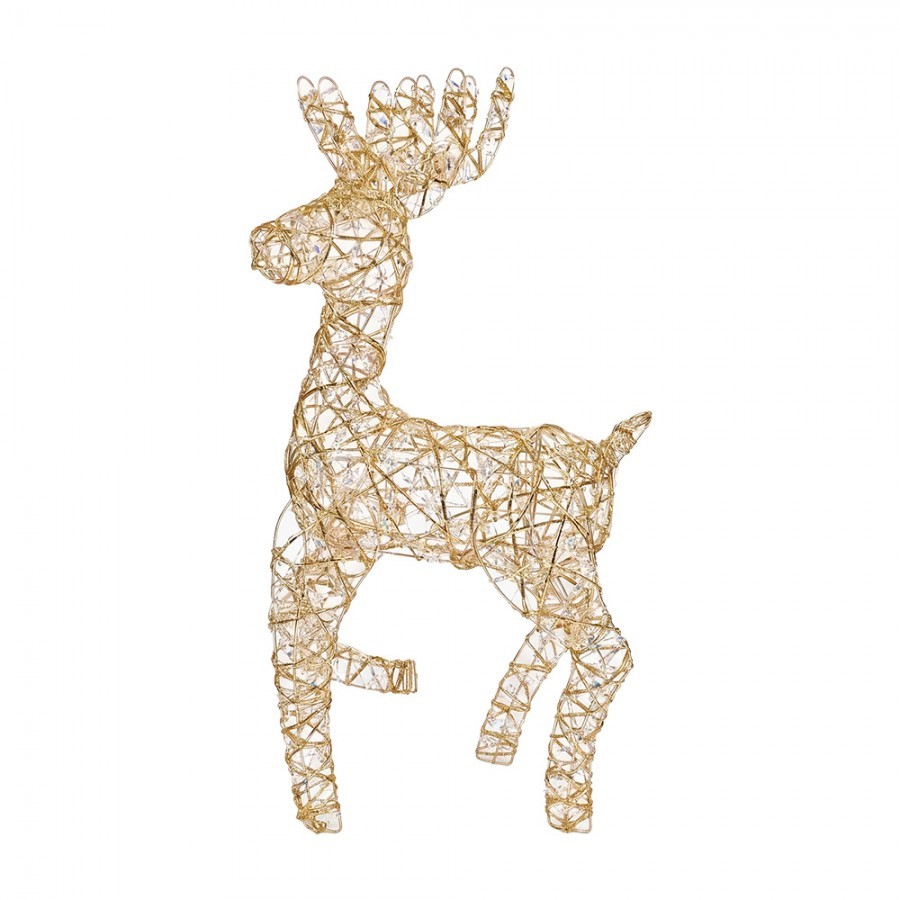 Christmas Decoration With LED Lighting Deer 38x15x76 Cm / 3xAA Gold Colored Metal - 38*25*76 cm / 3*AA