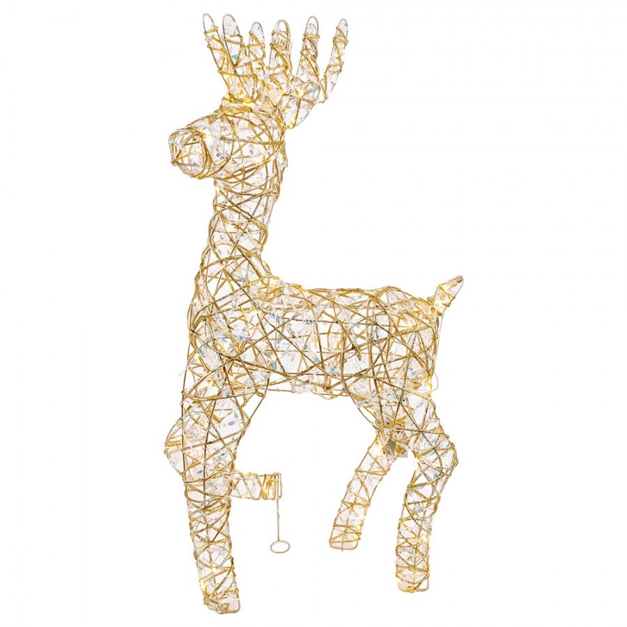 Christmas Decoration With LED Lighting Deer 38x15x76 Cm / 3xAA Gold Colored Metal - 38*25*76 cm / 3*AA