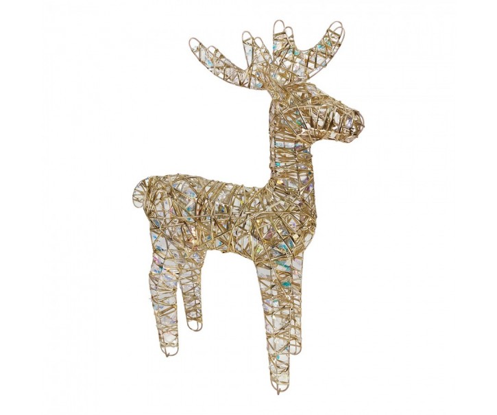 Christmas Decoration With LED Lighting Deer 43x14x61 Cm / 3xAA Gold Colored Metal - LED 43*18*61 cm / 3*AA Clayre & Eef