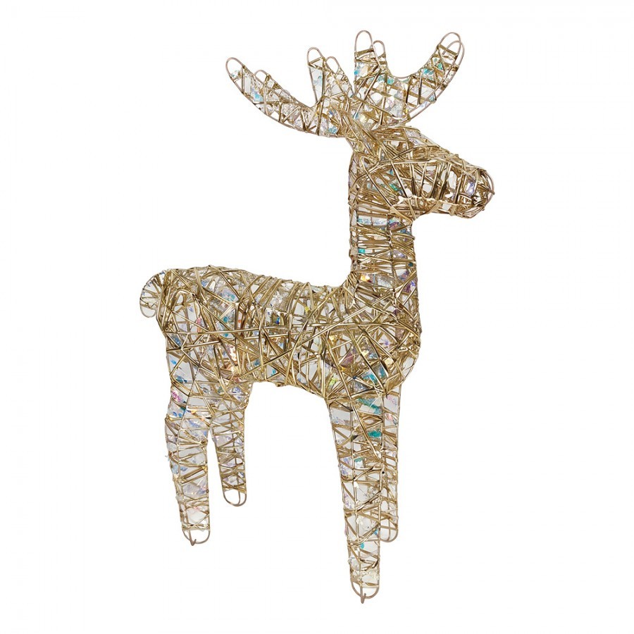 Christmas Decoration With LED Lighting Deer 43x14x61 Cm / 3xAA Gold Colored Metal - LED 43*18*61 cm / 3*AA
