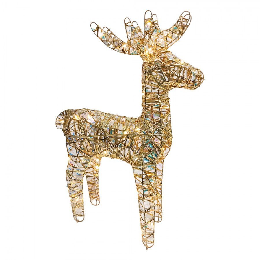 Christmas Decoration With LED Lighting Deer 43x14x61 Cm / 3xAA Gold Colored Metal - LED 43*18*61 cm / 3*AA