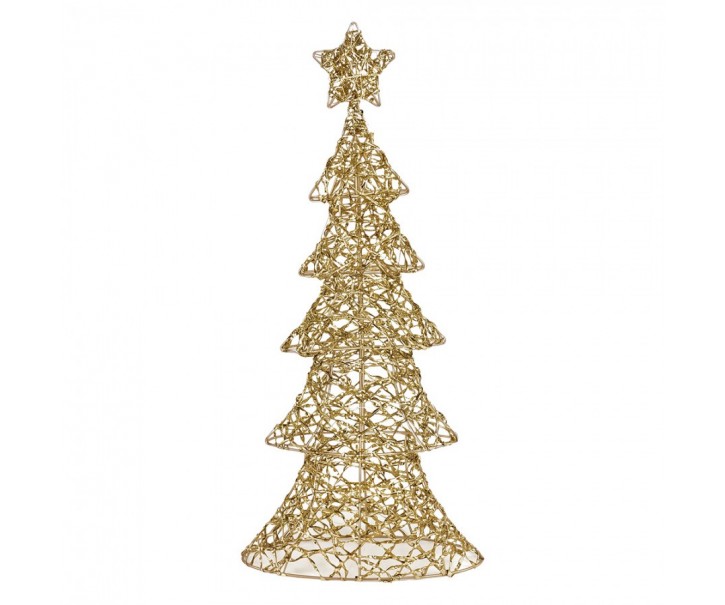 Christmas Decoration With LED Lighting Christmas Tree 30x10x61 Cm / 3xAA Gold Colored Plastic - 30*10*61 cm / 3*AA Clayre & Eef