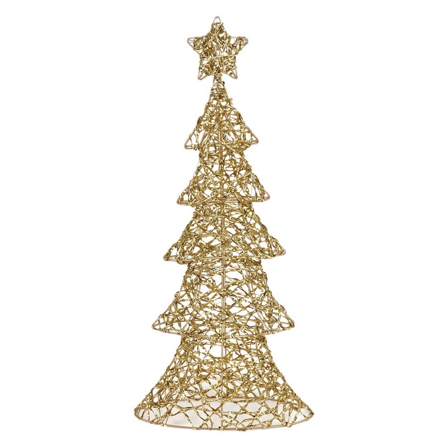 Christmas Decoration With LED Lighting Christmas Tree 30x10x61 Cm / 3xAA Gold Colored Plastic - 30*10*61 cm / 3*AA