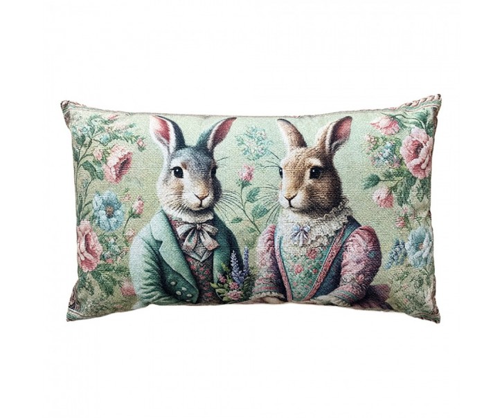 Decorative Cushion 35x50x4 Cm Green Polyester Rabbits - 35*50*4 cm Clayre & Eef