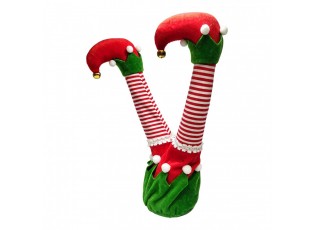 Decoration Elf Legs Red Plastic Christmas Decoration - 35 cm / 3*AA