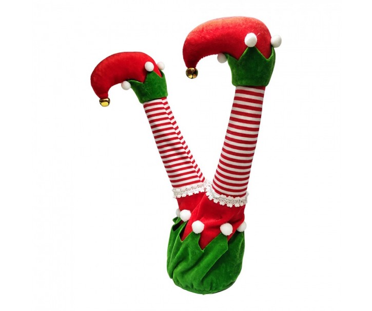Decoration Elf Legs Red Plastic Christmas Decoration - 35 cm / 3*AA Clayre & Eef