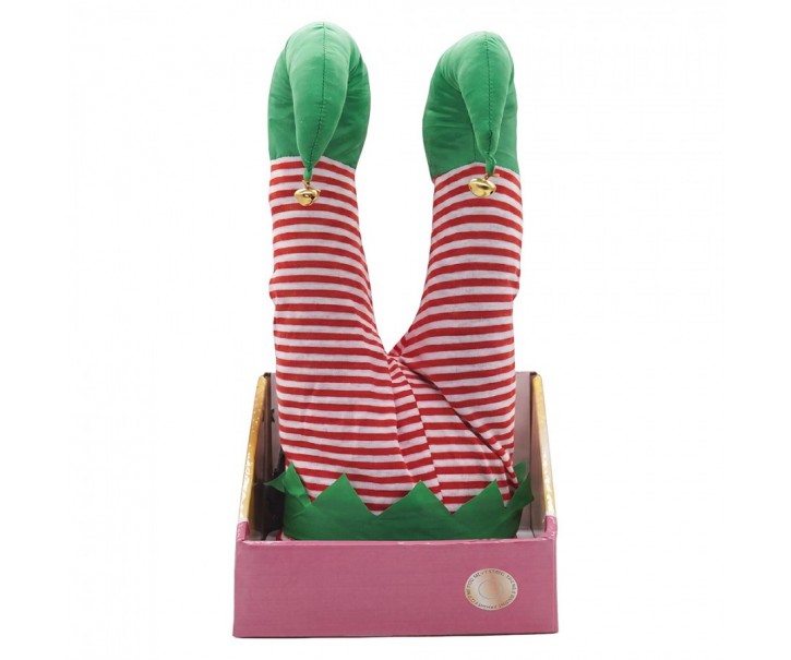 Christmas Decoration Elf Legs Red Plastic - 15*13*37 cm / 3*AA Clayre & Eef