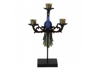 Svícen na 3 svíčky s dekorem páva Peacock - 25*10*42 cm