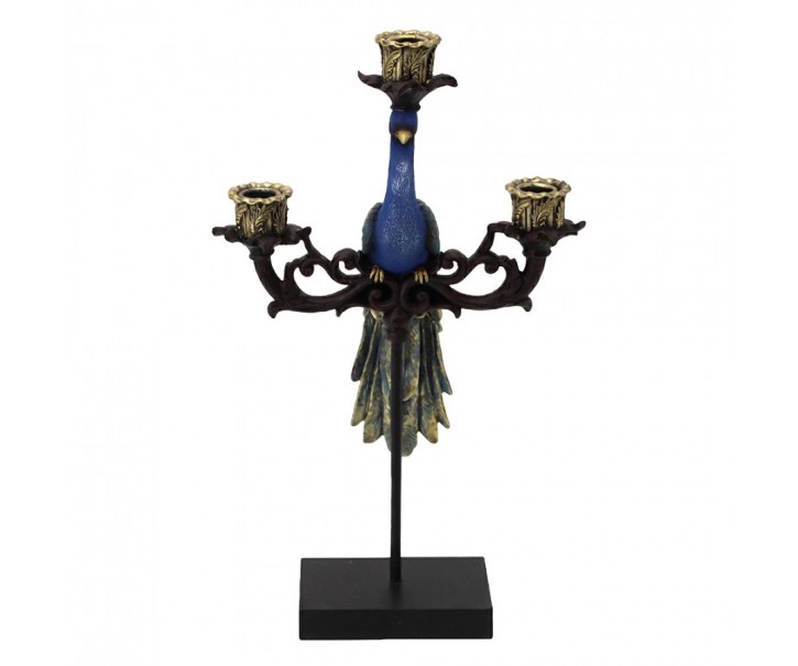 Svícen na 3 svíčky s dekorem páva Peacock - 25*10*42 cm Clayre & Eef