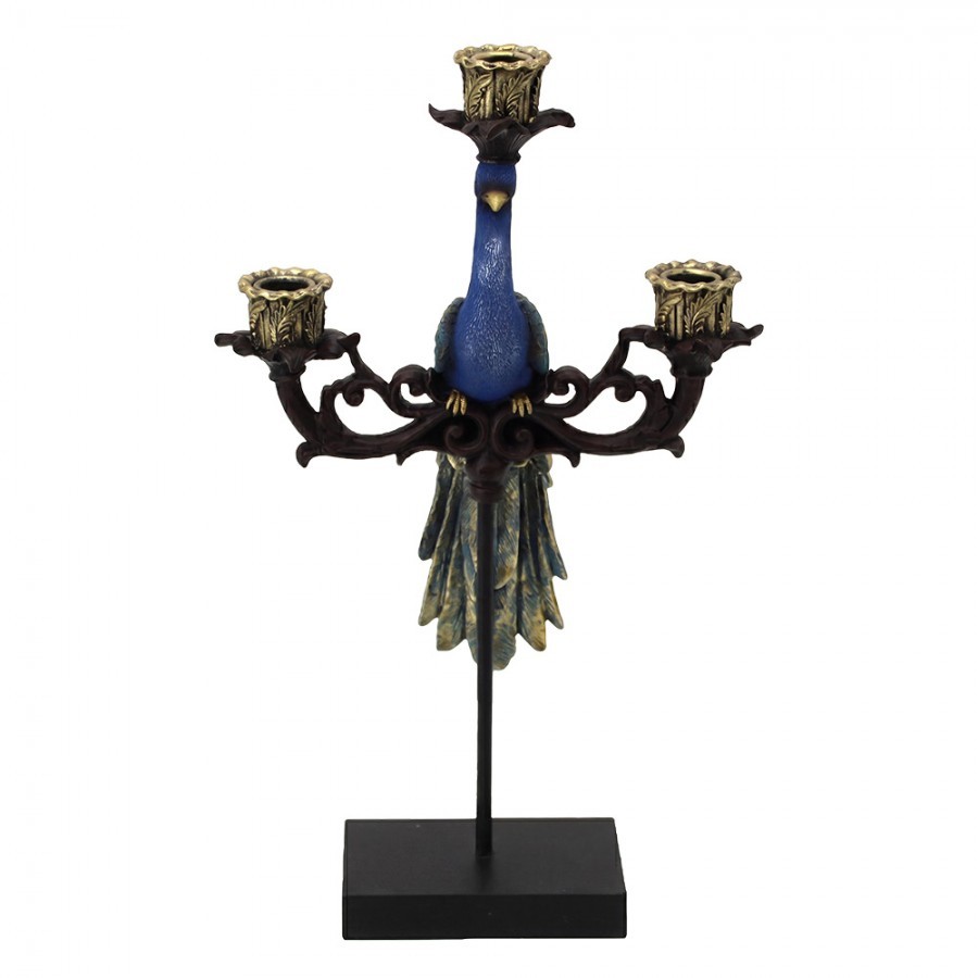 Svícen na 3 svíčky s dekorem páva Peacock - 25*10*42 cm