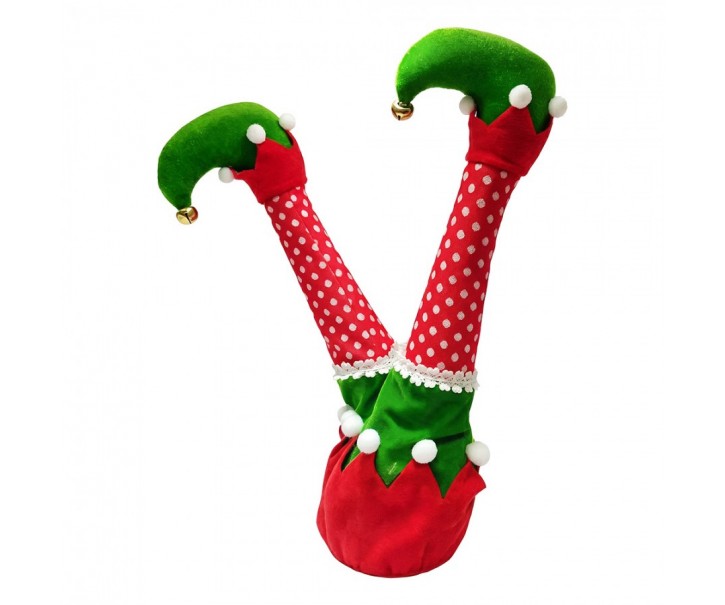 Decoration Elf Legs Red Plastic Christmas Decoration - 35 cm/ 3*AA Clayre & Eef
