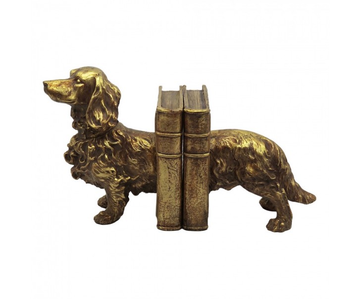 Zlaté antik zarážky na knihy jezevčík Dachshund Antique - 38*12*21 cm Clayre & Eef