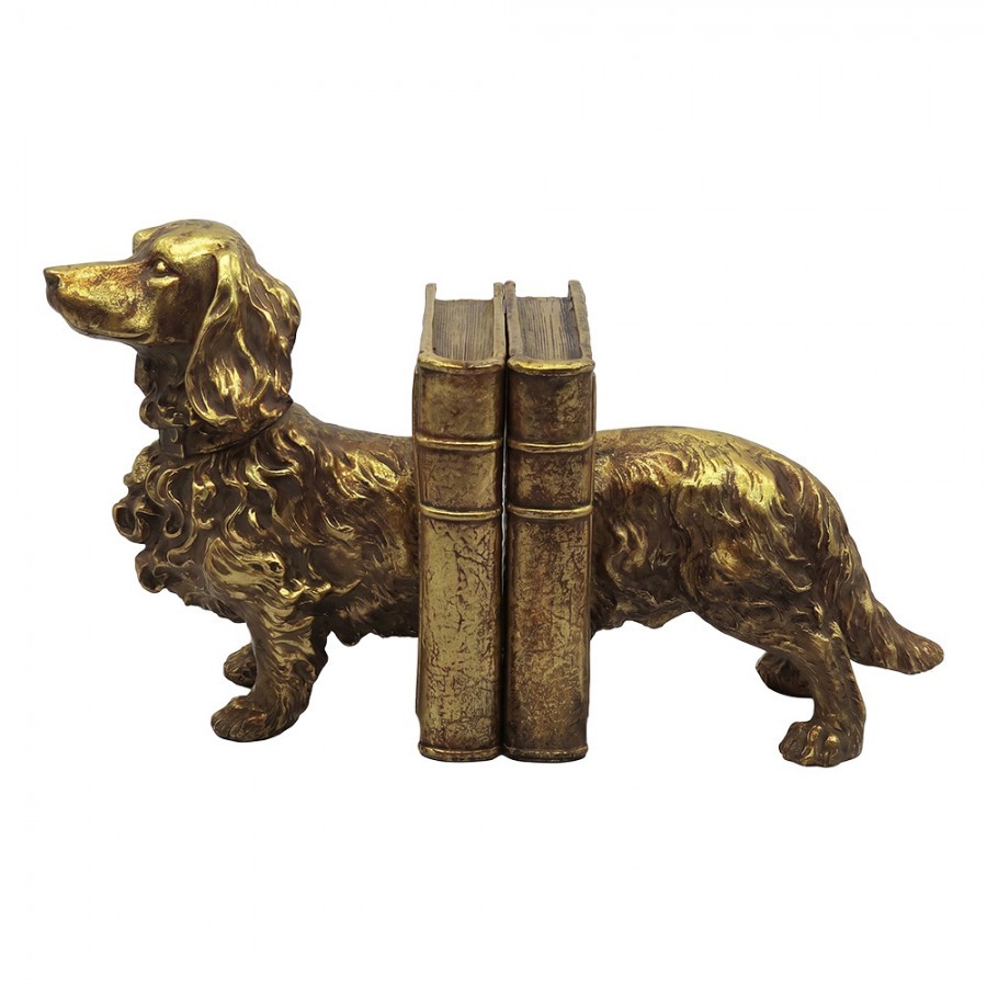 Zlaté antik zarážky na knihy jezevčík Dachshund Antique - 38*12*21 cm