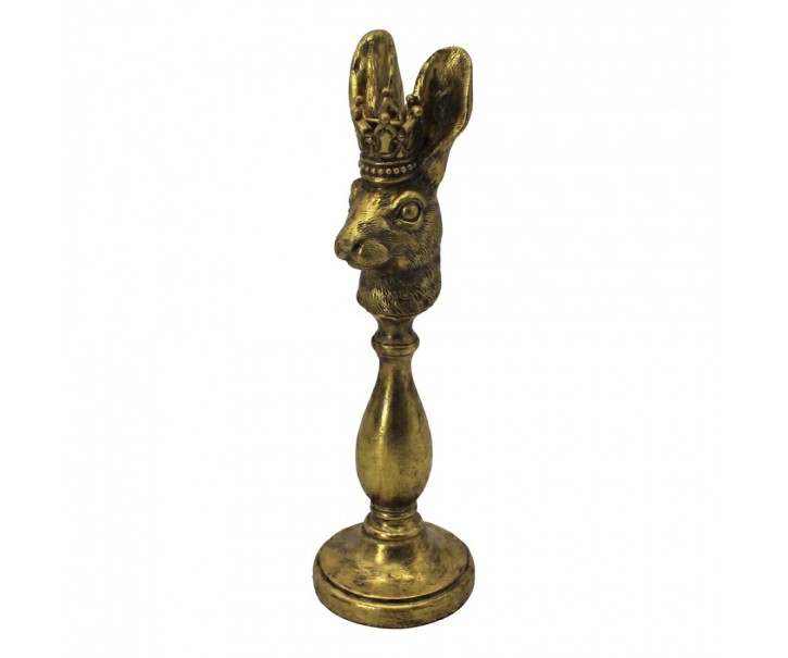 Zlatý antik svícen na úzkou svíčku Králík Rabbi Antique - 12*12*38 cm Clayre & Eef