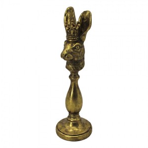 Zlatý antik svícen na úzkou svíčku Králík Rabbi Antique - 12*12*38 cm