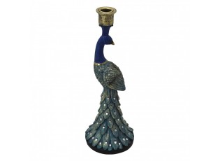 Modrý svícen ve tvaru páva Peacock - 12*12*33 cm