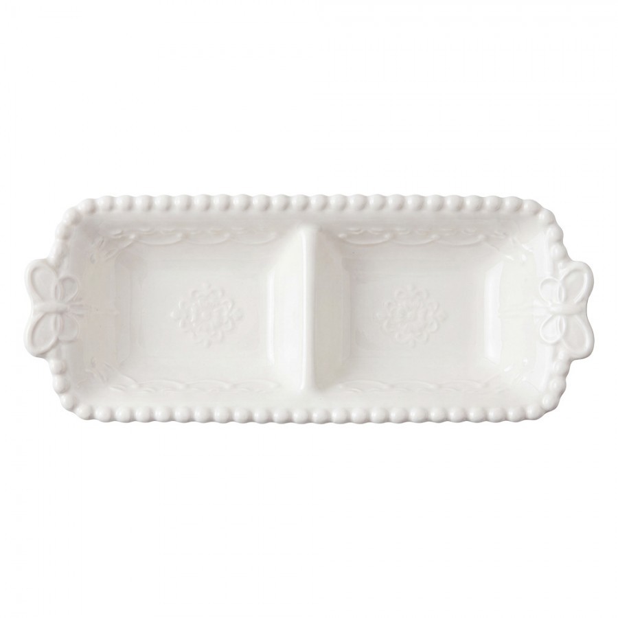 Bílá porcelánová mistička s motýlky Butterfly - 17*7*3 cm