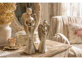Set 2ks zlatých antik andělů - 11*9*33 / 9*7*26 cm