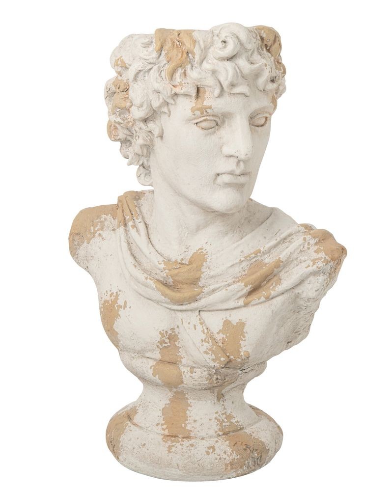 Béžový antik květináč busta Apollo Antiqou French - 49*31*78 cm