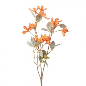 Umělá dekorace větvička s oranžovými květy - 61cm