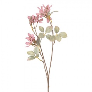 Umělá dekorace větvička s růžovými květy - 61cm