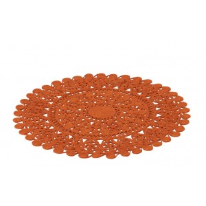 Oranžový kulatý jutový koberec Oriental Mandal - Ø 80 cm