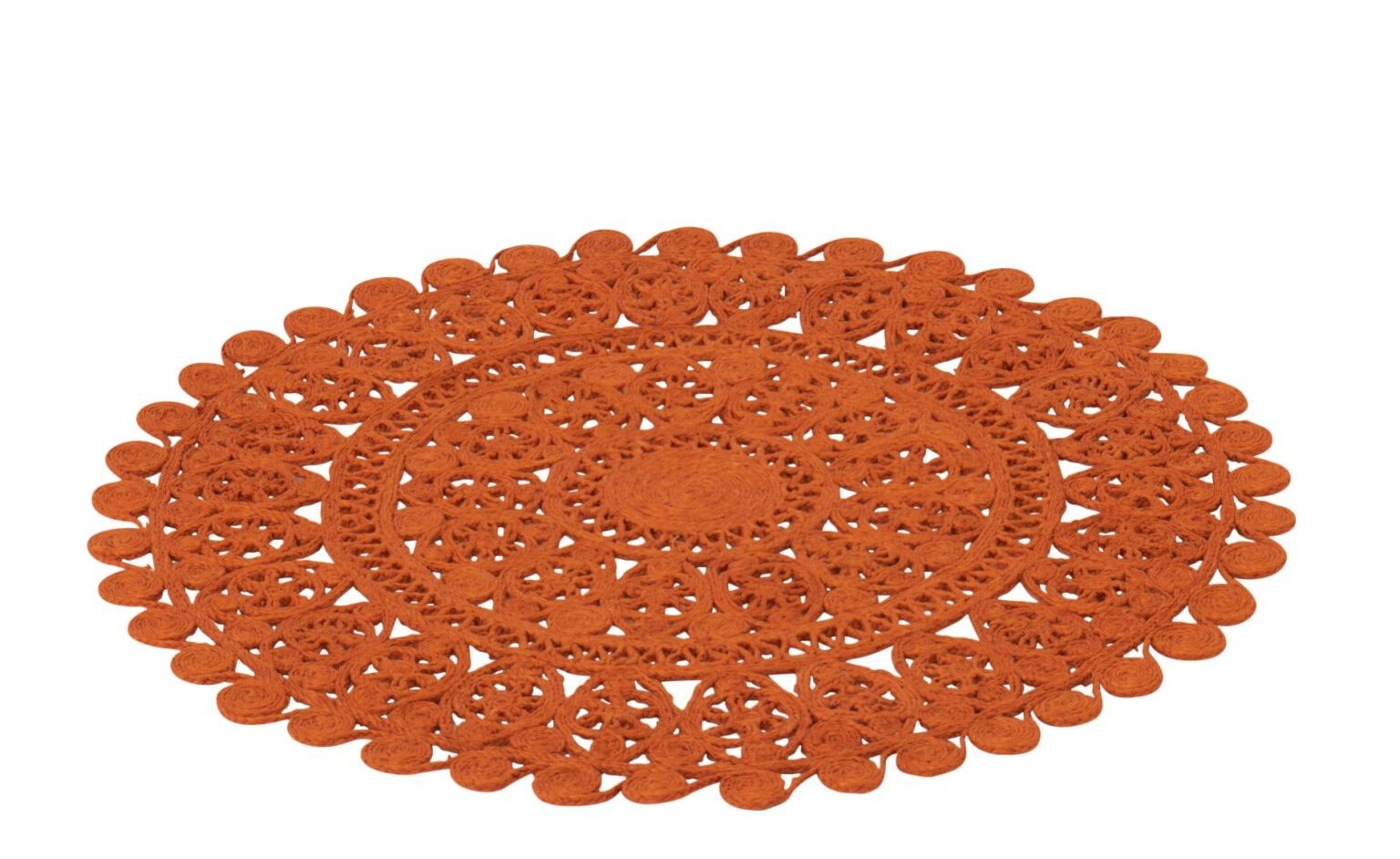 Oranžový kulatý jutový koberec Oriental Mandal - Ø 80 cm