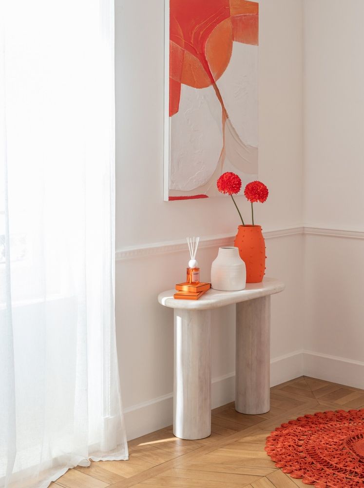 Oranžový kulatý jutový koberec Oriental Mandal - Ø 80 cm