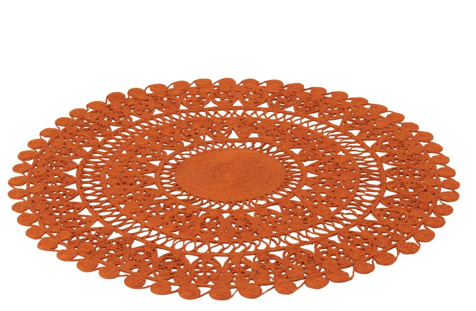 Oranžový kulatý jutový koberec Oriental Mandal - Ø 120 cm