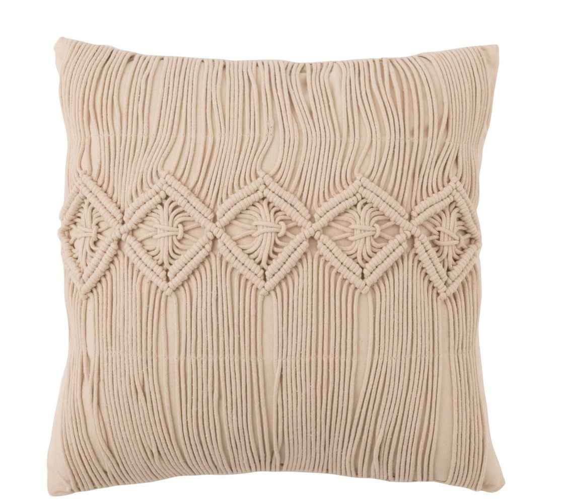 Béžový polštář s drhaným vzorem Macramé Cosy - 45*12*45 cm