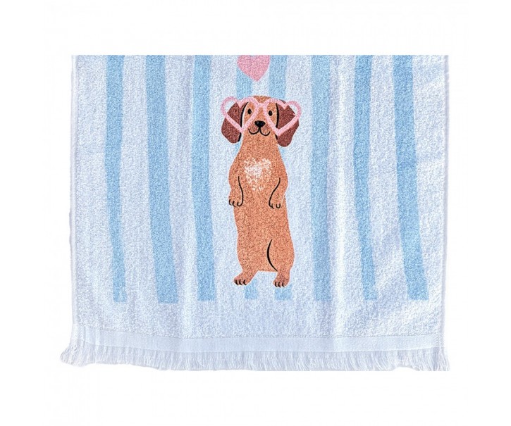  Kuchyňský froté ručník s motivem jezevčíka Dachshund - 40*66 cm Clayre & Eef