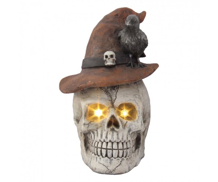 Halloween dekorace lebka s LED osvětlením - 30*33*44 cm Clayre & Eef