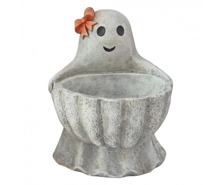 Šedá antik dekorace květináč duch s dýní Pumpkin - 37*34*47 cm Clayre & Eef