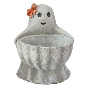 Šedá antik dekorace květináč duch s dýní Pumpkin - 37*34*47 cm