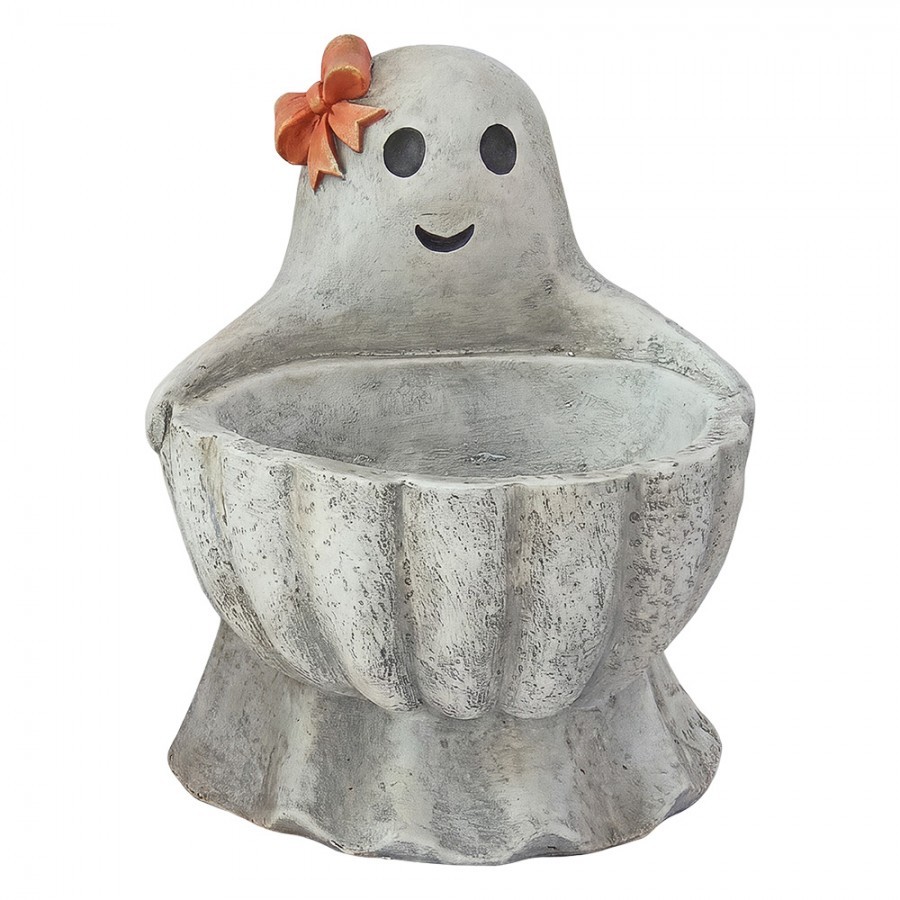 Šedá antik dekorace květináč duch s dýní Pumpkin - 37*34*47 cm