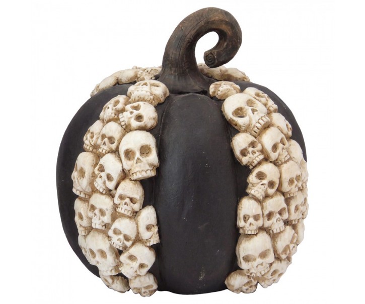 Dekorace dýně s lebkami Pumpkin Halloween - 36*35*37 cm Clayre & Eef